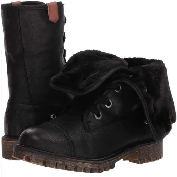 Black Roxy Bruna Lace-Up Boots - Picture 4 of 7